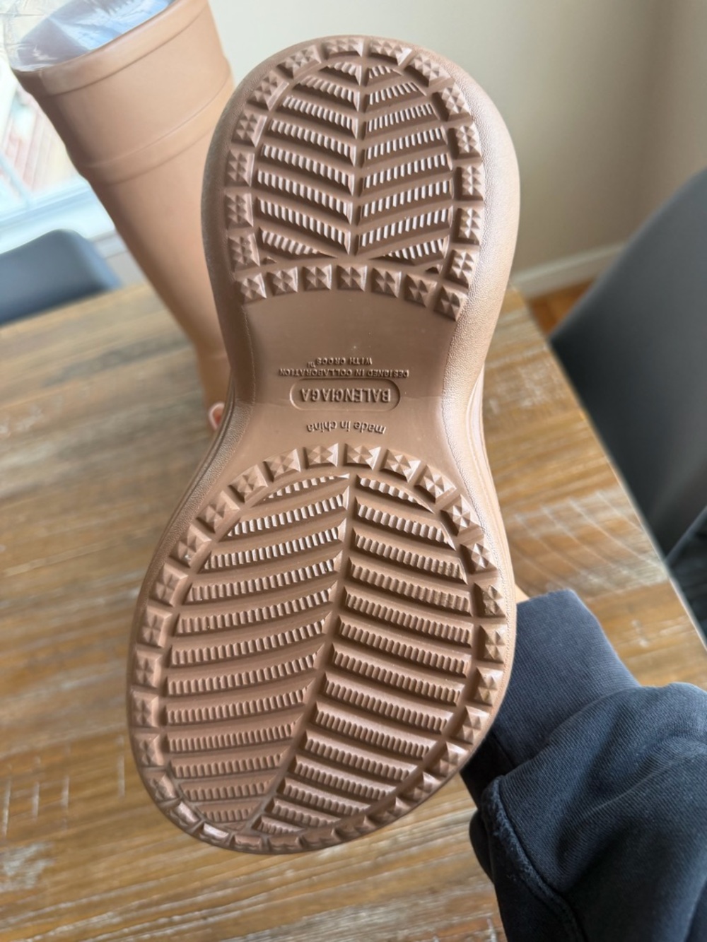 Balenciaga x crocs rain boots size 38 women’s US  size 7-7.5 tan, taupe - Picture 4 of 5